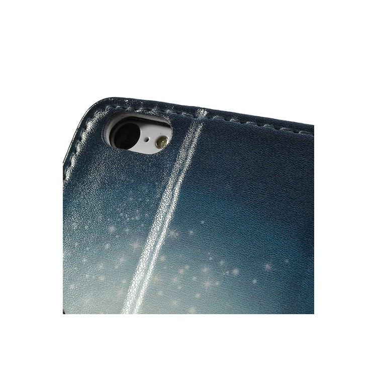 Blue Butterfly for iPhone 5c Phone Protector Leather Case w/ Stand & Card Slots-7