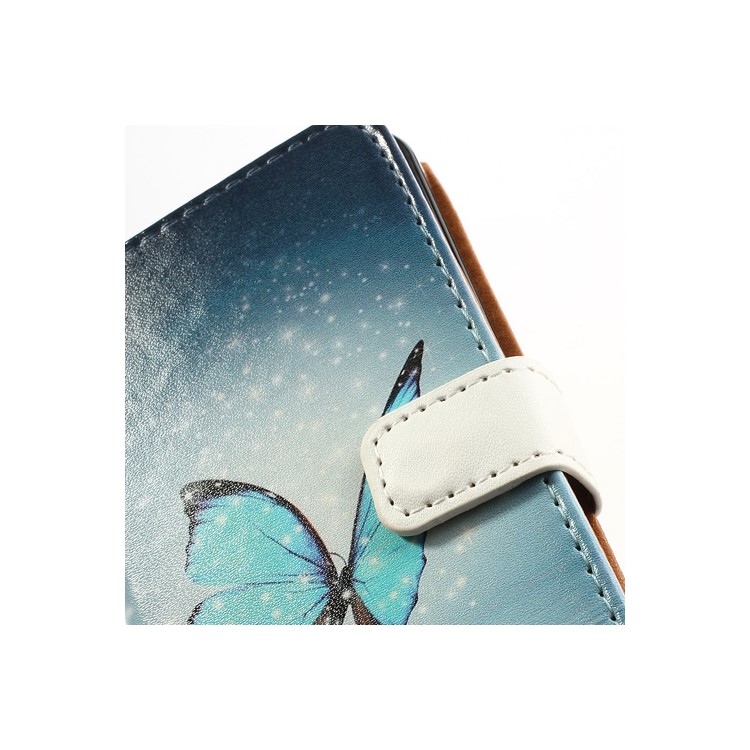 Blue Butterfly for iPhone 5c Phone Protector Leather Case w/ Stand & Card Slots-8