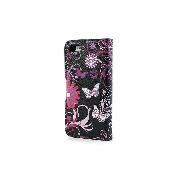 Butterfly & Flower Wallet Leather Case Stand for iPhone 5c-2