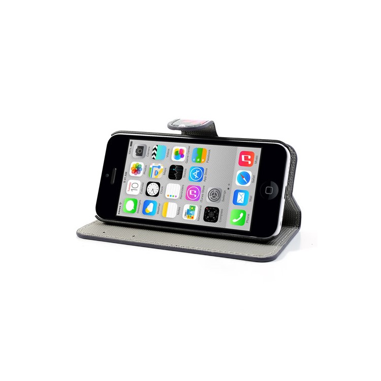 Butterfly & Flower Wallet Leather Case Stand for iPhone 5c-3