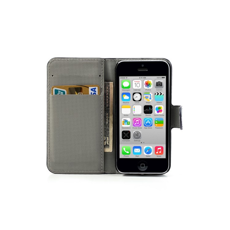 Butterfly & Flower Wallet Leather Case Stand for iPhone 5c-5