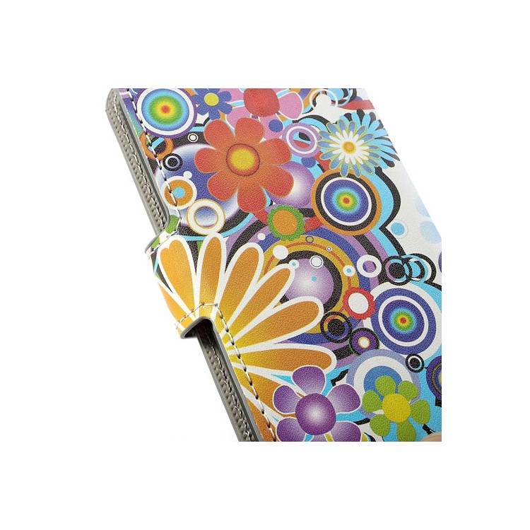 Wallet Leather Folio Case Stand for iPhone 5c Colorful Flowers Pattern-9