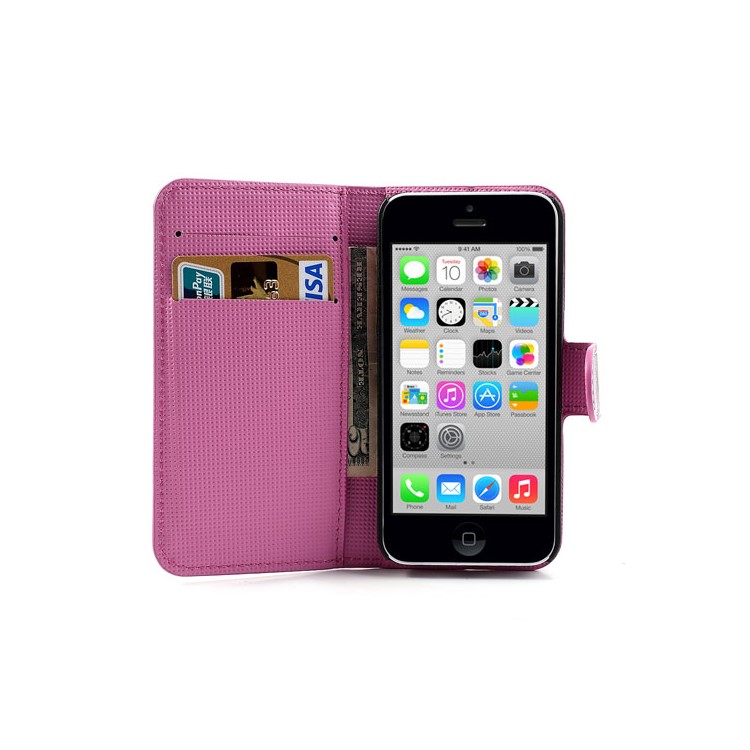 Beautiful Lotus Flower for iPhone 5c Wallet Leather Skin Case-5