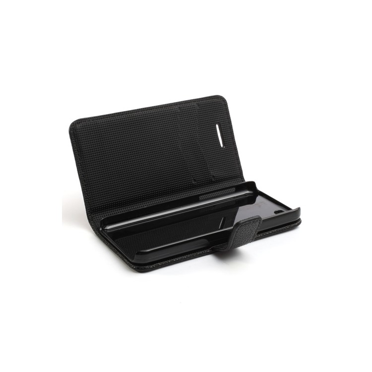 Lychee Textured Card Slots Leather Stand Case Cover for iPhone 5C - Black-8