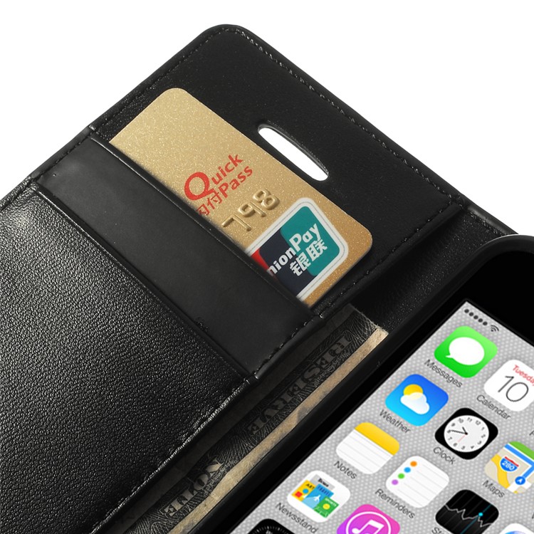 Black Mercury Goospery Sonata Wallet Leather Stand Case for iPhone 5c-8