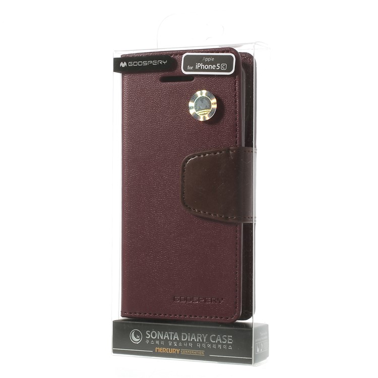 Wine Red Mercury Goospery Sonata Wallet Leather Cover w/ Stand for iPhone 5c-11
