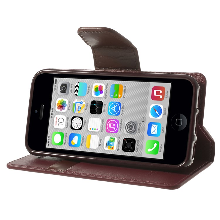 Wine Red Mercury Goospery Sonata Wallet Leather Cover w/ Stand for iPhone 5c-4