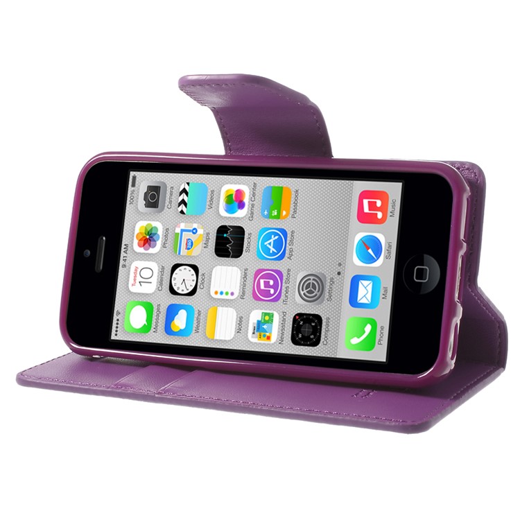 Purple Mercury Goospery Sonata Stand Leather Magnetic Case for iPhone 5c-4