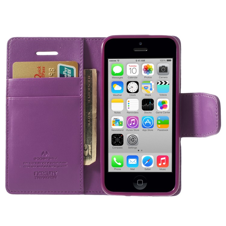Purple Mercury Goospery Sonata Stand Leather Magnetic Case for iPhone 5c-6