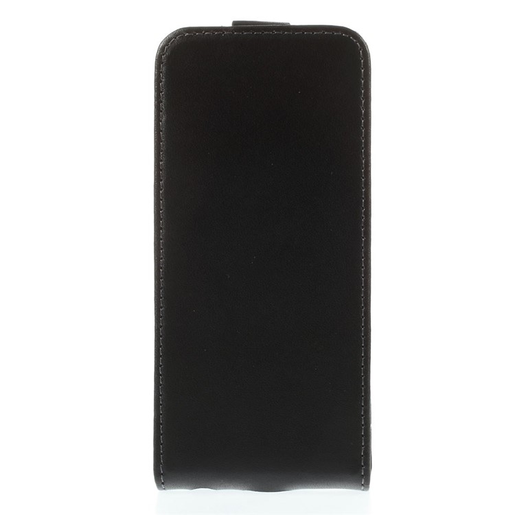 Genuine Split Leather Vertical Flip Case for iPhone 5c - Black-4