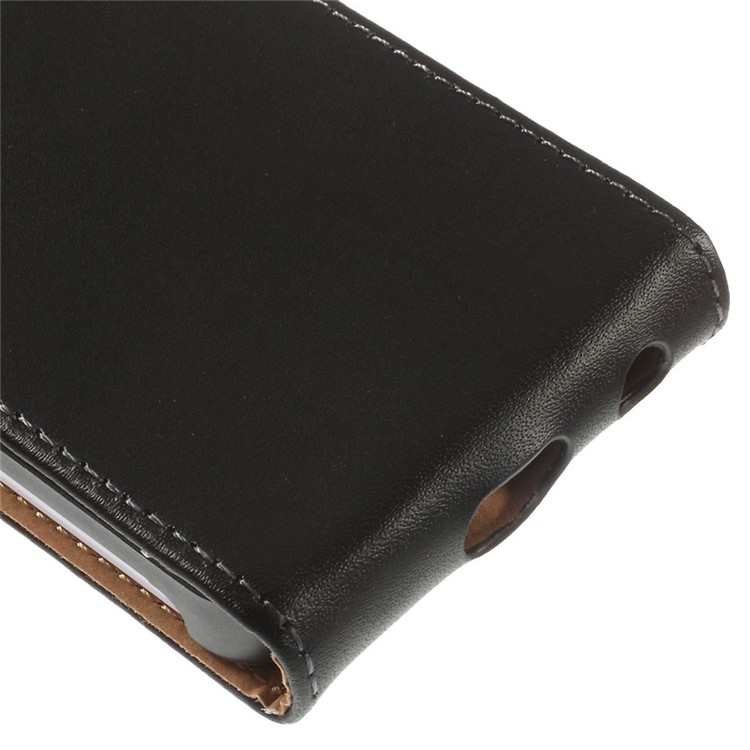 Genuine Split Leather Vertical Flip Case for iPhone 5c - Black-8