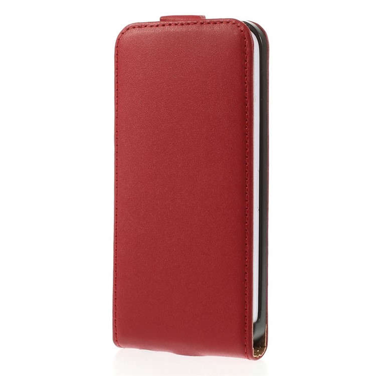 Genuine Split Leather Vertical Flip Shell for iPhone 5c - Red-2