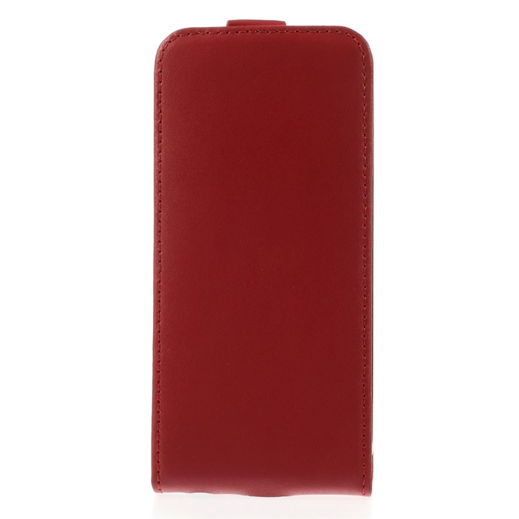 Genuine Split Leather Vertical Flip Shell for iPhone 5c - Red-4