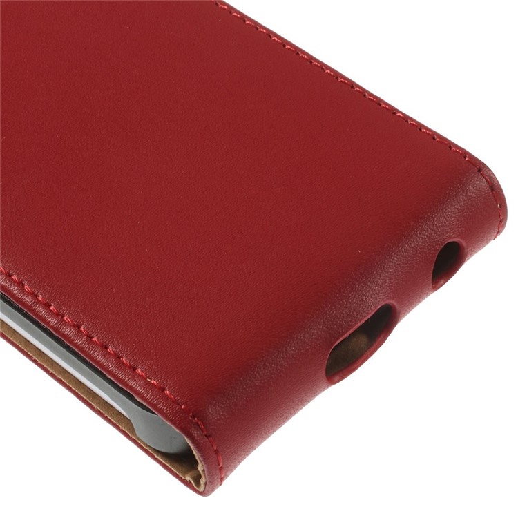 Genuine Split Leather Vertical Flip Shell for iPhone 5c - Red-8