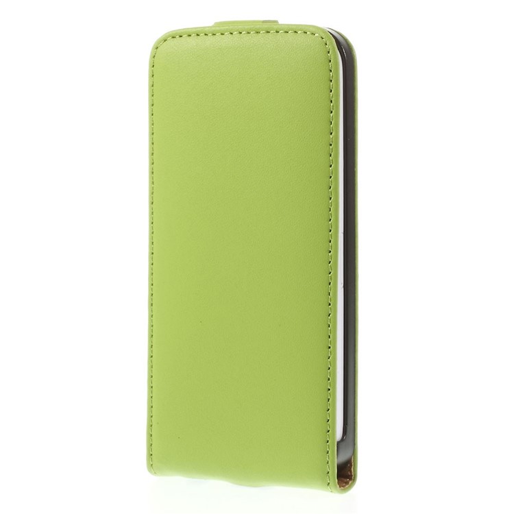 Genuine Split Leather Vertical Flip Magnetic Case for iPhone 5c - Green-2