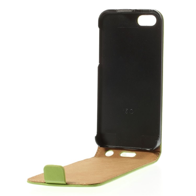 Genuine Split Leather Vertical Flip Magnetic Case for iPhone 5c - Green-6