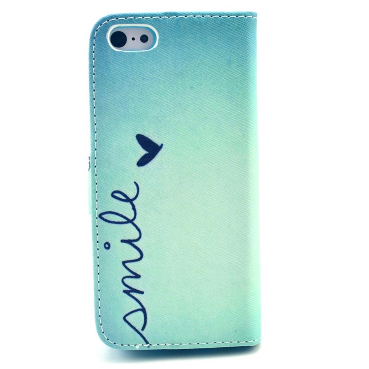 Smile & Heart Protective Stand Wallet Leather Skin Case for iPhone 5c-2