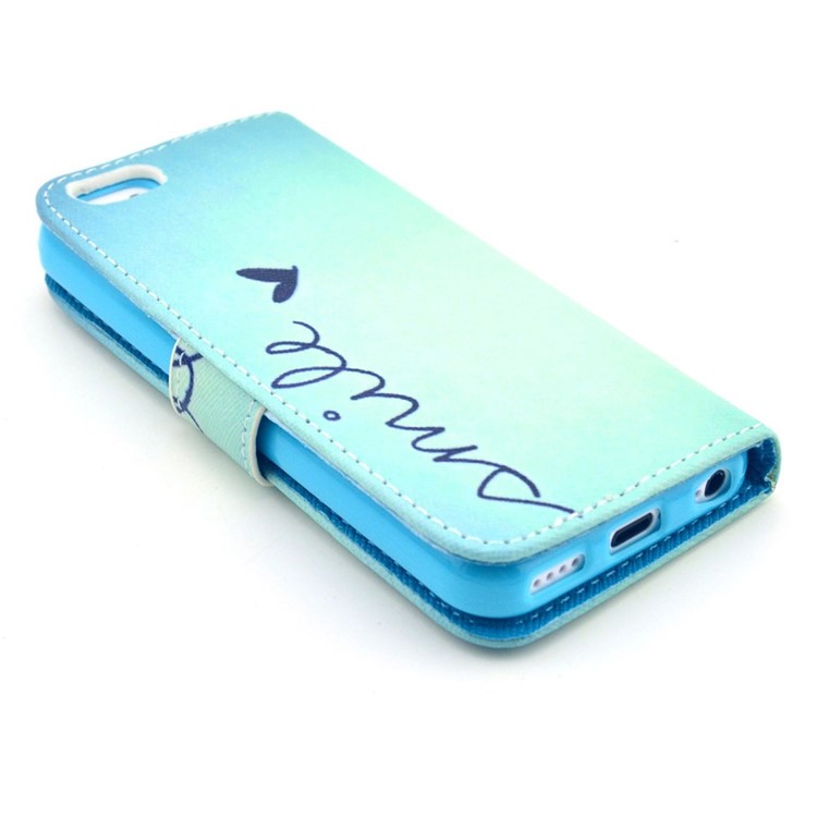 Smile & Heart Protective Stand Wallet Leather Skin Case for iPhone 5c-4