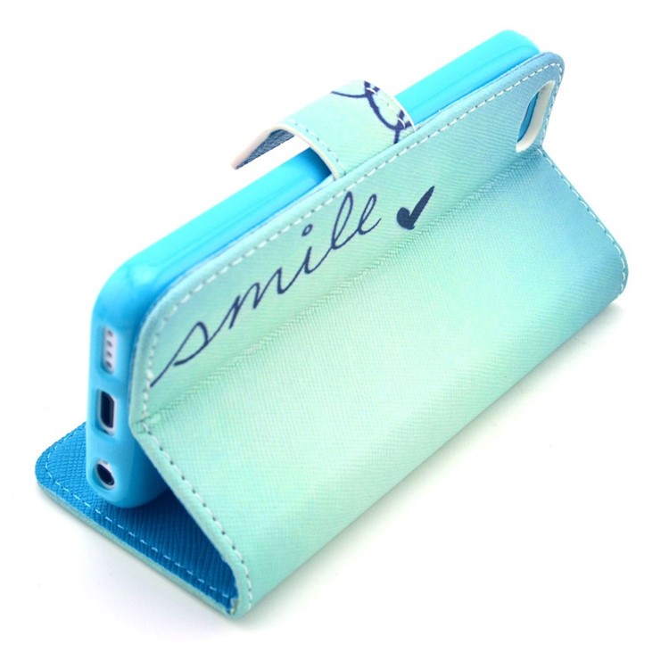 Smile & Heart Protective Stand Wallet Leather Skin Case for iPhone 5c-5