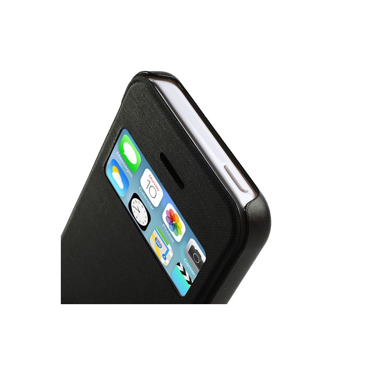 Black Slim Window Leather Flip Case for iPhone 5C-5
