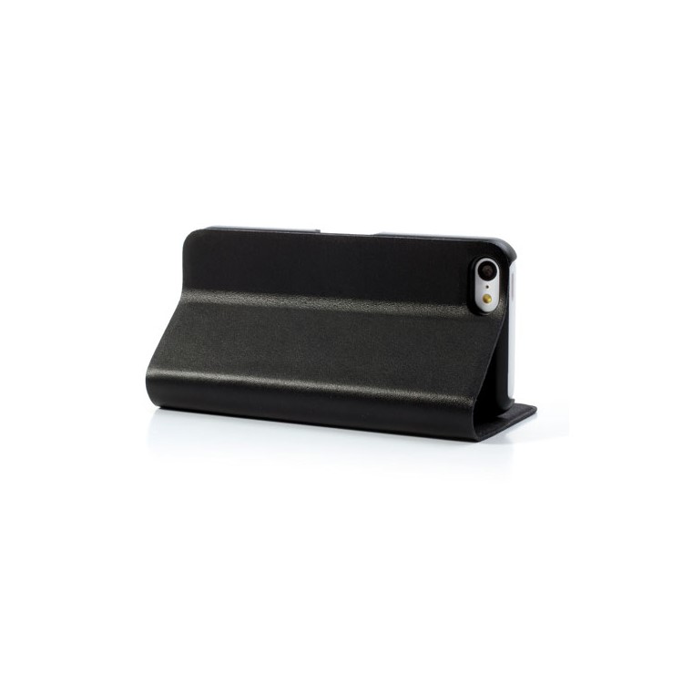 Black Doormoon Wallet Genuine Leather Case with Stand for iPhone 5c-4