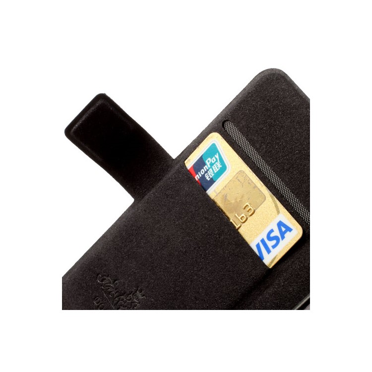 Black Doormoon Wallet Genuine Leather Case with Stand for iPhone 5c-7