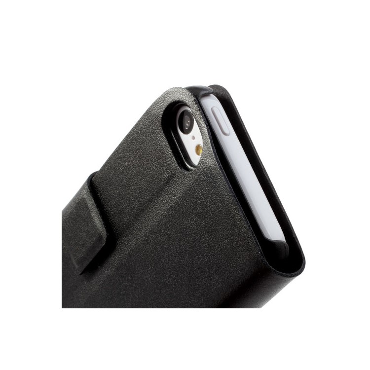 Black Doormoon Wallet Genuine Leather Case with Stand for iPhone 5c-9