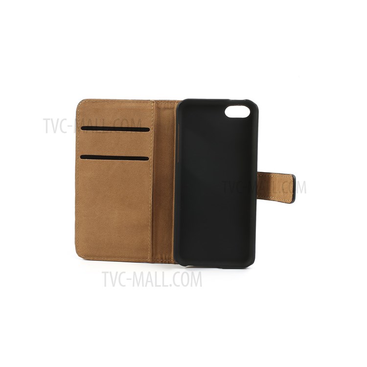 Genuine Split Leather Stand Case w/ Card Slots for iPhone 5c - Black-10