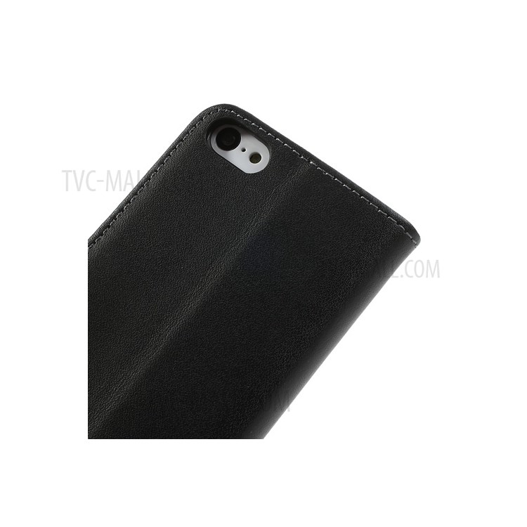 Genuine Split Leather Stand Case w/ Card Slots for iPhone 5c - Black-8