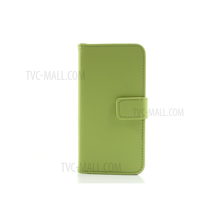 For iPhone 5c Genuine Split Leather Wallet Case w/ Stand - Green-3