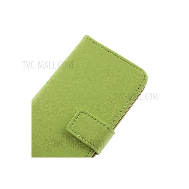 For iPhone 5c Genuine Split Leather Wallet Case w/ Stand - Green-7
