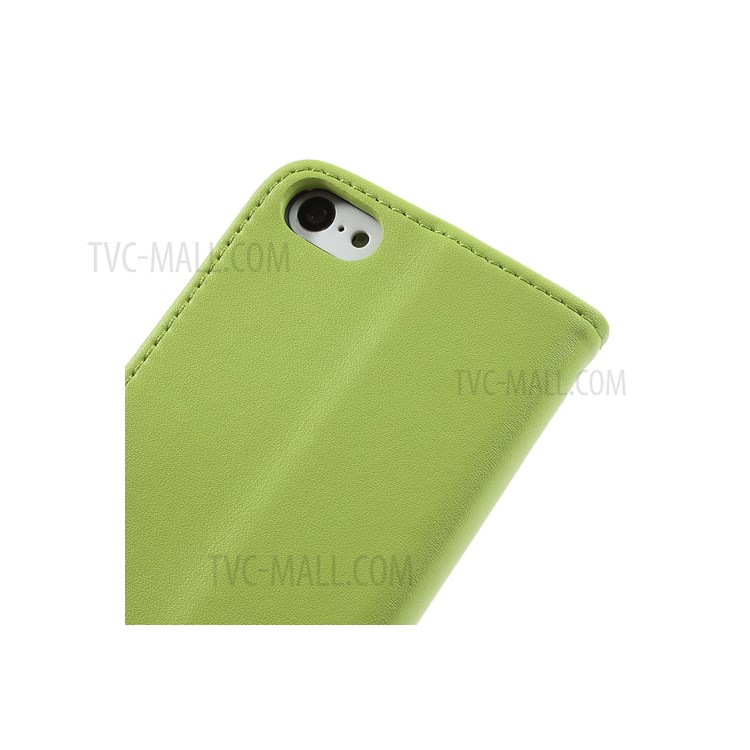 For iPhone 5c Genuine Split Leather Wallet Case w/ Stand - Green-8