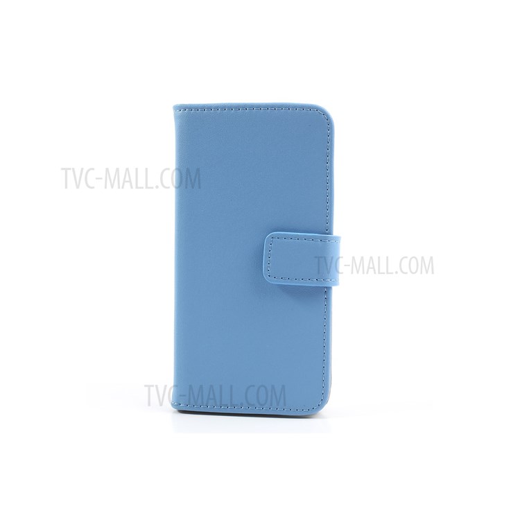 For iPhone 5c Genuine Split Leather Wallet Protective Stand Case - Blue-3