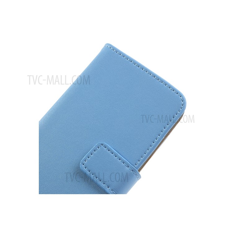 For iPhone 5c Genuine Split Leather Wallet Protective Stand Case - Blue-7