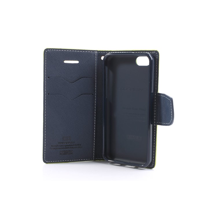 Mercury for iPhone 5c Fancy Diary Leather Case with Stand - Dark Blue / Green-7