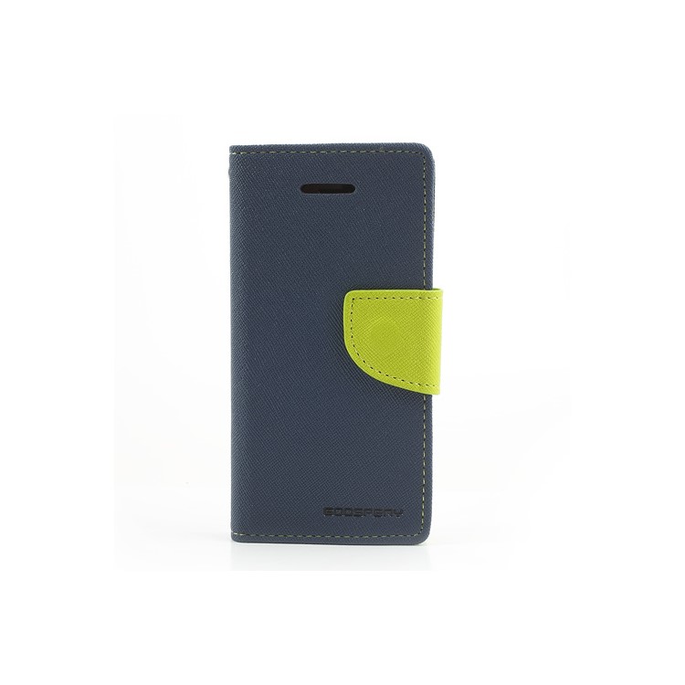 Mercury Fancy Diary TPU Stand Leather Wallet Case for iPhone 5c - Green / Dark Blue-3