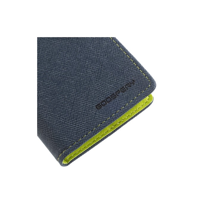 Mercury Fancy Diary TPU Stand Leather Wallet Case for iPhone 5c - Green / Dark Blue-8