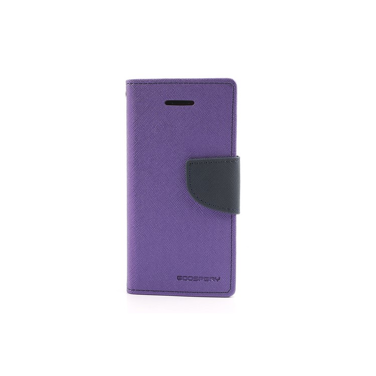 Mercury Fancy Diary Leather Case w/ Wallet & Stand for iPhone 5c - Dark Blue / Purple-3