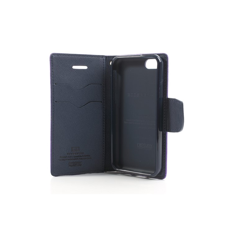 Mercury Fancy Diary Leather Case w/ Wallet & Stand for iPhone 5c - Dark Blue / Purple-7