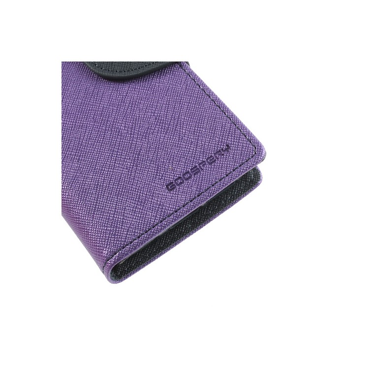 Mercury Fancy Diary Leather Case w/ Wallet & Stand for iPhone 5c - Dark Blue / Purple-8