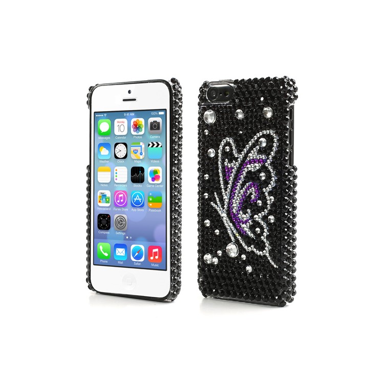 Vivid Butterfly Bling Bling Rhinestone Hard Plastic Case Cover for iPhone 5C-1