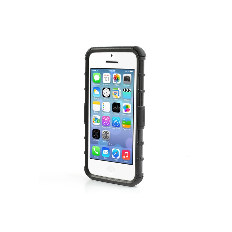 Rugged Anti-slip Plastic & TPU Hybrid Case for iPhone 5C w/ Stand - Black-2
