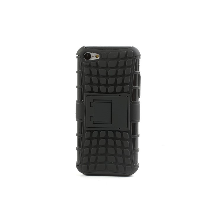 Rugged Anti-slip Plastic & TPU Hybrid Case for iPhone 5C w/ Stand - Black-3