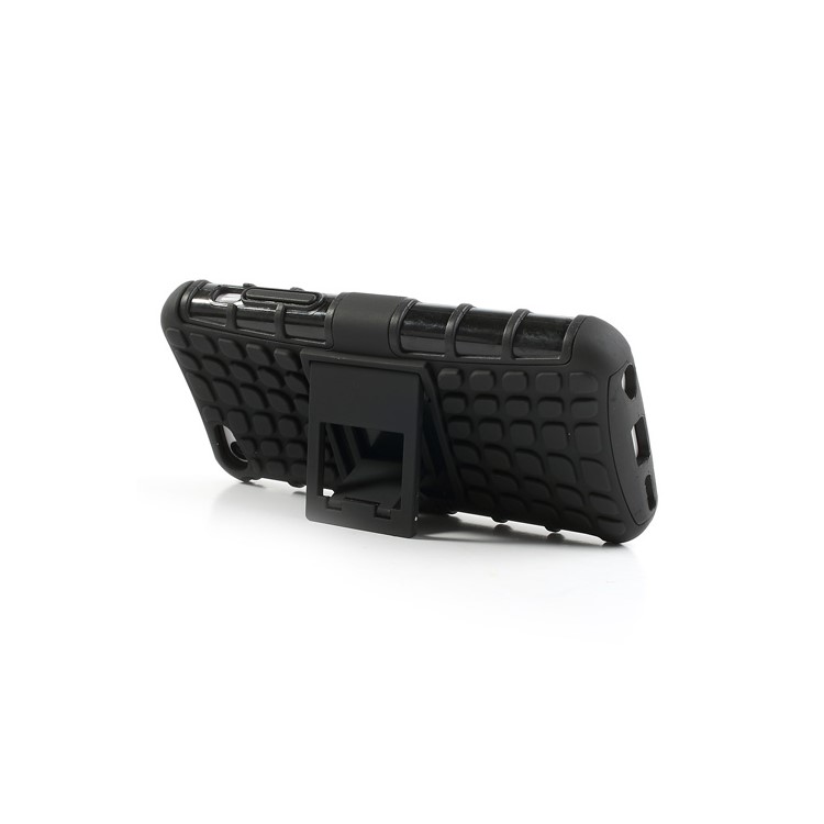 Rugged Anti-slip Plastic & TPU Hybrid Case for iPhone 5C w/ Stand - Black-5