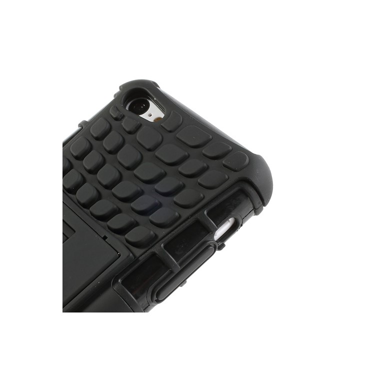 Rugged Anti-slip Plastic & TPU Hybrid Case for iPhone 5C w/ Stand - Black-8