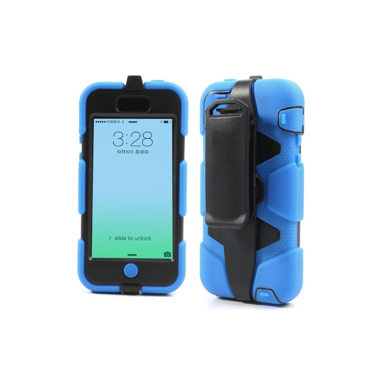 Defender Belt Clip Holster Silicone + PC Combo Case for iPhone 5c - Black / Blue
