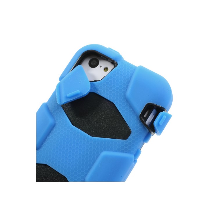 Defender Belt Clip Holster Silicone + PC Combo Case for iPhone 5c - Black / Blue