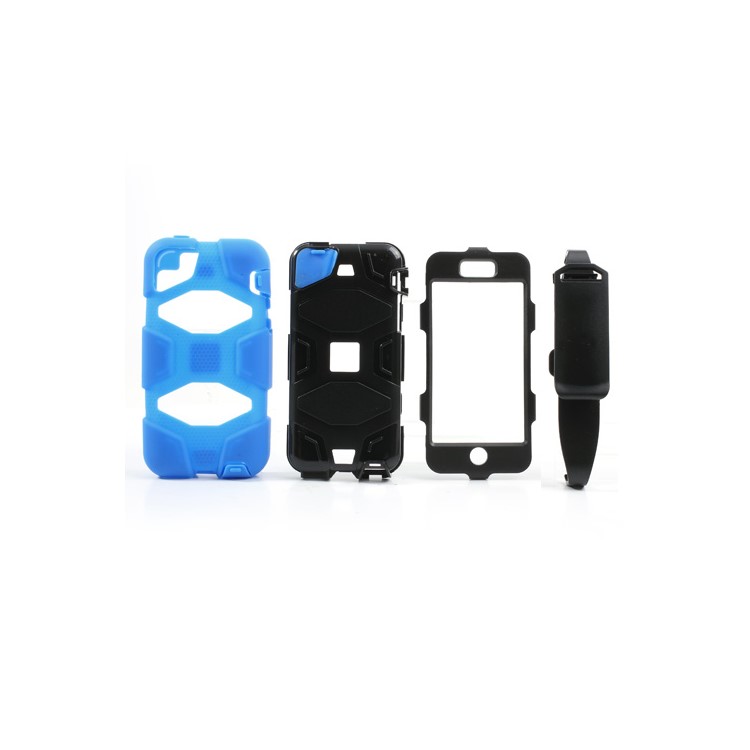 Defender Belt Clip Holster Silicone + PC Combo Case for iPhone 5c - Black / Blue