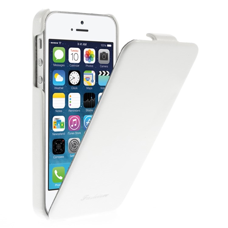 

Сумасшедший лошадь картины вертикальный флип кожаный чехол для iPhone 5С ЮВ 5 - белый