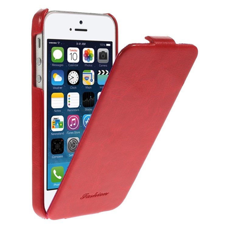

Crazy Horse Pattern for iPhone SE 5s 5 Vertical Flip Leather Cover - Red, iPhone 5s